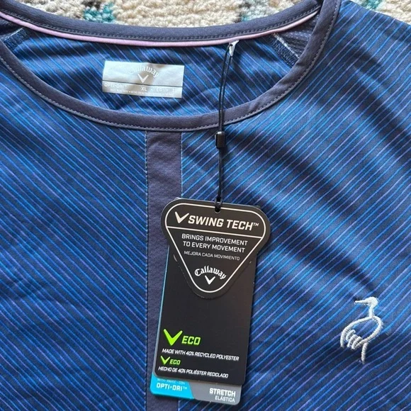 New Blue Swing Tech Callaway Men's Blue Performance Golf Shirt - Picture 6 of 7